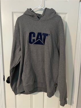 Caterpillar Gray Hoodie with Navy CAT Logo